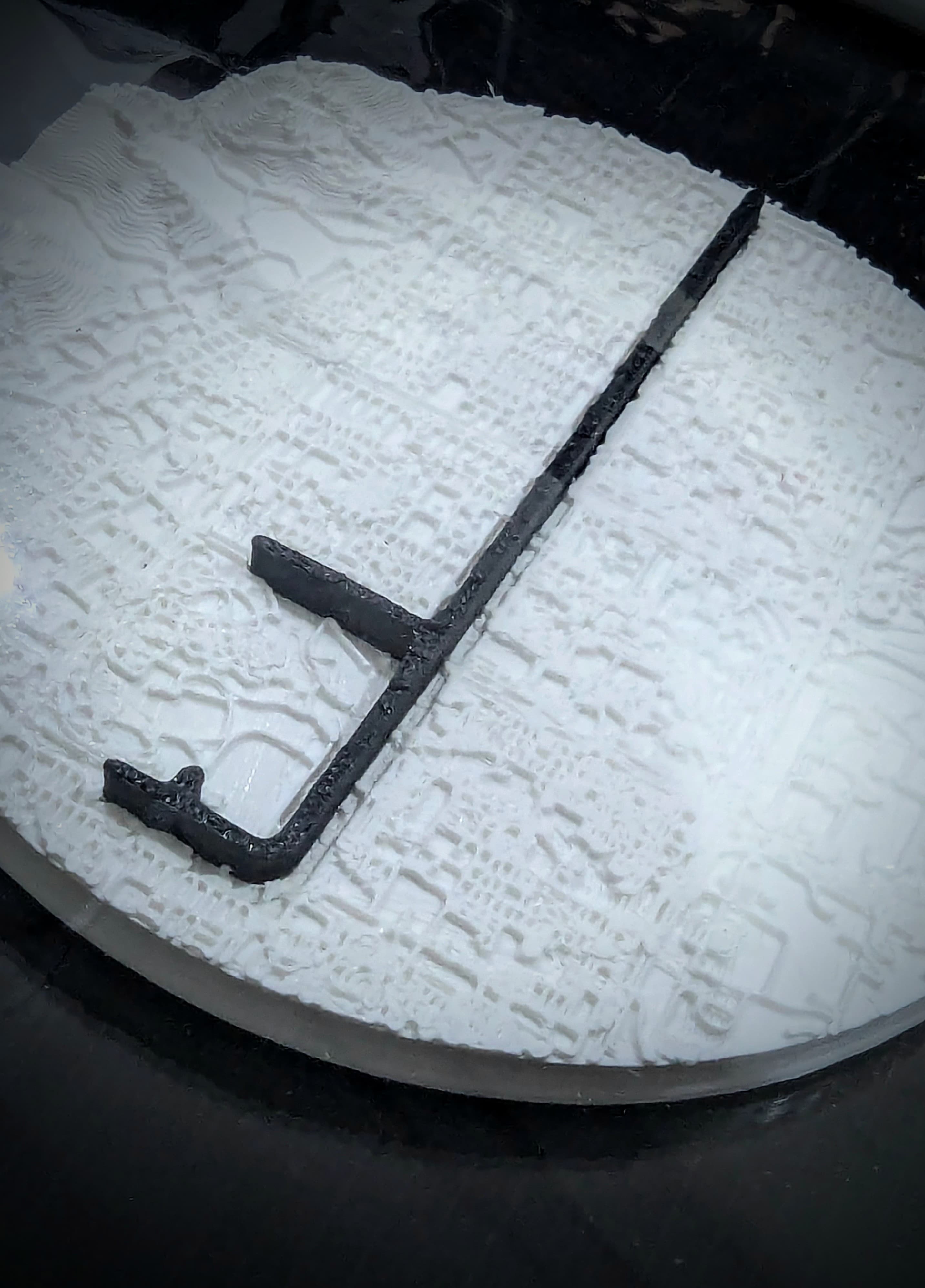 Close view of a dimensional route line on white terrain
