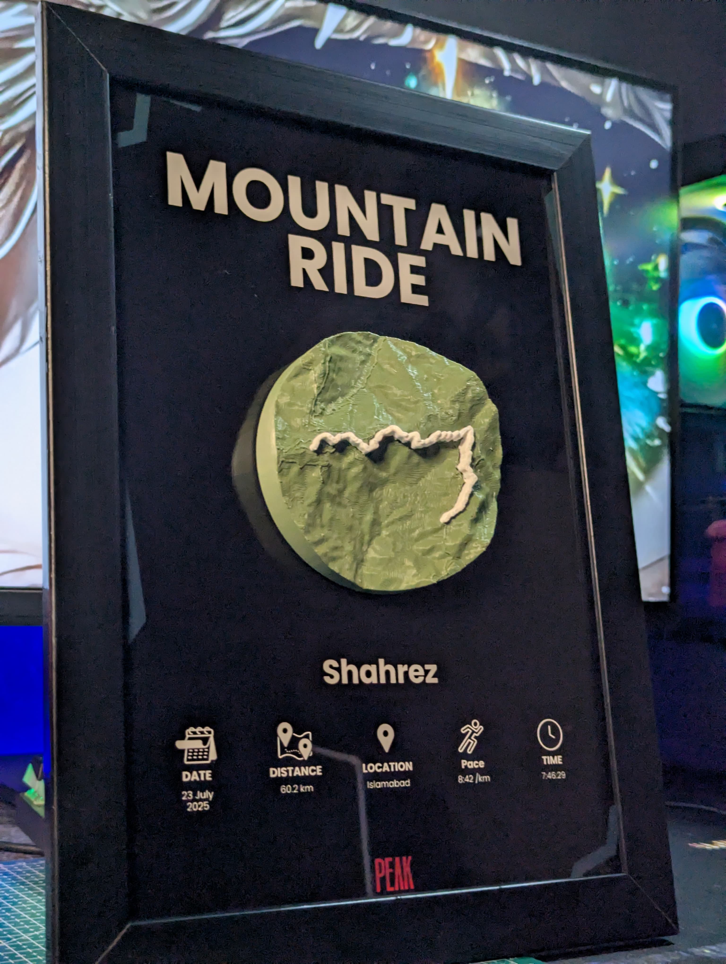 Close angle of a Mountain Ride relief frame